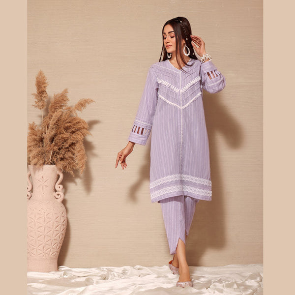 Purple Self Jacquard lawn Shirt- SKC-RSK-04