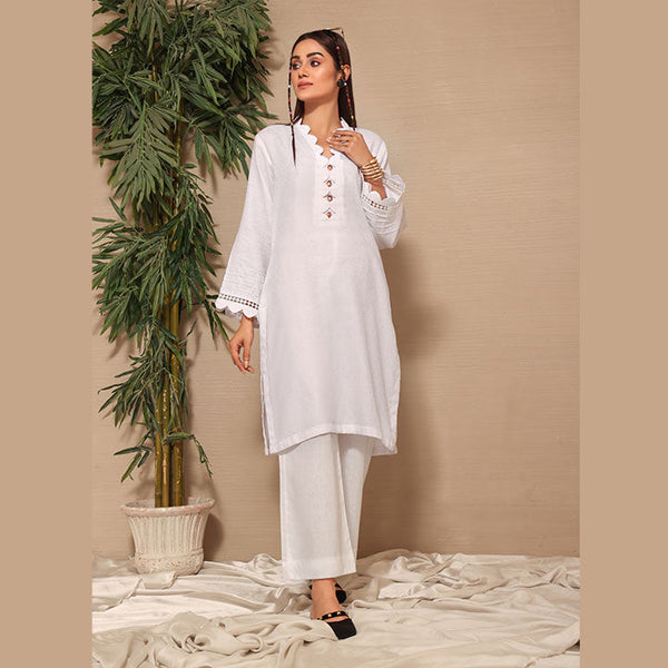 White Self Jacquard lawn Shirt- SKC-RSK-01