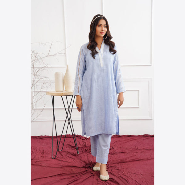 Sky blue self jacquard cotton SKC-RSS-012
